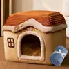 Otoño Invierno Cálido A Prueba de Viento Mascota Doble Techo Casa Nido Cerrado Casa para Perros Espacio Grande Cortina de Puerta Tienda Nido Nido para Gatos Venta al por Mayor