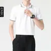 Camisa Polo de Manga Corta de Verano Enbu para Hombre, Estilo Nuevo, Color Sólido, Versátil, Moda Juvenil, Camisa de Moda Ajustada