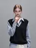Versátil Chaleco Nuevo de Punto Cuello en V Color Sólido 2026 Chaleco para Mujer Estilo Escolar 6232