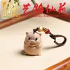 Madera de haya animal zodiacal talla de madera cadena para teléfono llavero caballo, oveja, mono, cerdo, perro y gallo, estilo de pareja, lindo amuleto para bolso