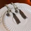 Silver Pin Diamond Ball Tassel Brincos Longos Nicho Coringa Elegante Luz Luxo High-end Sense Brincos Atacado Feminino