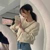 Chic Coreano Nuevo Estilo Vintage Único Bolsillo de Tres Botones Chaqueta Corta Casual de Tweed para Mujer