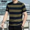 Jp2025 Nueva Camiseta de Verano para Hombre a Rayas de Algodón Piqué Casual Holgada Talla Grande Manga Corta Ts5568