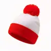 Venta Caliente de Amazon Gorro de Lana Navideño con Pompón Grande Bloques de Color Gorro de Punto de Elfo Estilo Padre-Hijo Disfraz Navideño Cálido