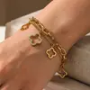 Pulseira de Aço Titânio com Trevo de Quatro Folhas Cravejado de Diamantes de Alto Padrão, Não Desbota, para Mulheres, Luxo Leve, Versátil, Estilo de Nicho, Adequada para Usar no Banho