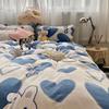 Conjunto de Cama de Algodão Lavado de Quatro Peças no Estilo Ins Capa de Edredom Solteiro Dormitório Estudantil Colcha Conjunto de Três Peças para Primavera e Verão