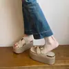 Sandalias de plataforma de suela gruesa para mujeres petite, sandalias de dedo casuales versátiles para aumentar la altura, para usar al aire libre
