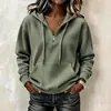 Ropa de mujer transfronteriza europea y americana 2026, sudadera con capucha de pana a rayas suelta de media cremallera con cordón, informal para el trabajo