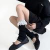 Nuevos Cubrepiernas de Encaje Dulce de Otoño e Invierno con Rayas Verticales Adelgazantes Calcetines de Pantorrilla Coloridos Dopamina Calcetines Versátiles para Mujer
