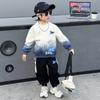 Traje de Otoño con Gradiente de Dibujos Animados para Niños, Conjunto Deportivo de Sudadera de 2 Piezas Estilo Coreano para Primavera y Otoño, Ropa Moderna para Niños