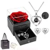Regalo Navideño para Mamá San Valentín Amazon Transfronterizo Collar de Proyección Pendientes Joyería para Mujer Caja de Regalo Flor Eterna