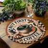 Jogos Americanos Marrons com Padrão de Café Quente Vendidos em Larga Escala Através das Fronteiras para Cozinha Doméstica, Restaurante, Festa, Decoração Diária e de Feriados, Jogos Americanos Redondos