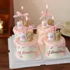 Día de San Valentín Chino Pareja de Dibujos Animados Reparar Perro Decoración de Pastel Adornos Corazón Corazón Acrílico Pareja Confesión Enchufe