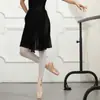 Vestido de Ballet em Chiffon com Cadarço, Saia de Comprimento Médio, Saia de Prática para Professor de Dança, Saia de Gaze que Marca a Cintura, Saia de Dança, Feminino e Elegante