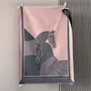 Cachecol Jacquard Double Horse para Mulheres, Outono e Inverno, Imitação de Caxemira, Luxo Leve, Xadrez Vintage, Padrão de Cavalo, Franjas, Xale Longo Quente e Aquecedor de Pescoço