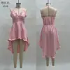 Verano 2025 Amazon Nuevo Transfronterizo Sexy Sin Tirantes Color Sólido Vestido Corto para Mujer, Hombros Descubiertos Playa Vestido Irregular