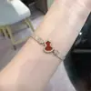 Pulsera de calabaza para mujer, nueva, chapada en oro rosa, oro de 18 quilates, pulsera de nicho, popular en el pequeño libro rojo, calcedonia roja Kirka, en stock