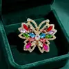 Broche de Mariposa con Pedrería de Colores Estilo de Corte Europeo y Americano Broche de Mariposa con Diamantes Tallados Huecos Accesorios para Ropa de Banquete Transfronterizo