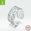 Anillo de plata con charm, nueva moda, plata de ley s925 Árbol de la Vida, anillo abierto hueco estilo europeo y americano para hombres y mujeres BSR125