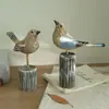 Adornos de Pájaros de Madera Maciza Estilo Mediterráneo con Base de Tocón, Decoraciones Creativas para el Hogar, Manualidades de Escritorio, Venta al por Mayor