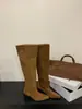 [] Botas de Tacón Grueso con Punta Francesa Hasta la Rodilla Botas para Mujer 2026 Otoño Nuevas Botas Caídas de Caña Alta