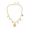 [Ice Moe] Colar Dopamina Flor Turquesa Amor Colar de Aço Inoxidável Arco Cruzado N1485