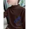 Ropa Cálida de Otoño e Invierno para Niños Cuello Semi Alto Capa Base de Felpa Camiseta Casual de Manga Larga con Dibujos Animados para Niños Top Versátil