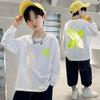 [100% algodón] Ropa para niños Camiseta de manga larga para niños de otoño Camisa para niños medianos y grandes Camisa de media manga para niños Camisa de fondo