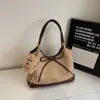 Bolso Tote de Lujo con Lazo para Mujer 2025 Invierno Nuevo Bolso de Hombro con Empalme de Gamuza Bolso de Axila a la Moda