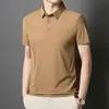 Nueva Camisa Polo de Seda Helada para Hombre de Verano de Manga Corta con Cuello Lapel Casual de Negocios Transpirable de Secado Rápido Top Corto para Hombre