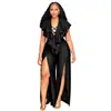 N8179 Amazon Transfronterizo Ropa de Mujer Tallas Grandes Verano Nuevo Sexy Volantes Pierna Ancha Abertura Mono