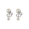 Aretes de Aguja de Plata con Incrustaciones de Perlas Nariz de Cerdo con Diamantes, Modernos y Versátiles, Aretes Estilo Retro, Lujo Accesible Francés y Aretes de Alta Gama