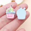 6 Colores Creativos Mini Dulce Resina Batido Pastel Joyería Accesorios DIY Comida Juguete Colgante Pendientes Cadena de Taza Colgante