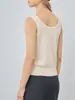 Chaleco tejido minimalista para mujer de lana y seda de morera, capa base versátil para otoño e invierno, cuello en U, top tejido sin mangas adelgazante