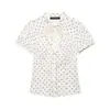 Camisa Manga Curta Cor Sólida Estilo Europeu e Americano Nova Verão 2026 com Detalhe de Laço, Design em Popeline, Top Slim Fit