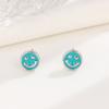 Pendientes de plata de ley S925 con cara sonriente de arcoíris, estilo coreano, elegantes, combinables con todo, con diseño de hueso de oreja, accesorios de moda, joyería personalizada para mujer.