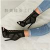 Sandalias de malla con tacón alto de comercio exterior europeo y americano transfronterizo para mujer, sandalias sexys de tacón alto transpirables, zapatos romanos de tacón fino con cordones wish