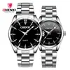 CHENXI/Dawn 006A Reloj de Pareja Reloj de Negocios para Mujer Correa de Acero Inoxidable Reloj para Hombre