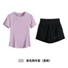 Conjunto Esportivo de Manga Curta Mais Vendido Feminino Secagem Rápida Respirável Corrida Fitness Yoga Roupa Camiseta Shorts de Cintura Alta Conjunto de Duas Peças Verão
