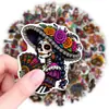 50 nuevas calaveras de Día de Muertos transfronterizas para equipaje, botellas de agua, patinetas, decoración personalizada, pegatinas impermeables