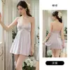 Robe Lingerie Tentação Costas Nuas Renda Franzida Alças Finas Seda Rosa Cintura Marcada Conjunto Casa Feminino 5676