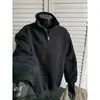 Sudadera con Media Cremallera y Cuello Alto Estilo Retro Americano Peso Pesado Holgada Top para Pareja Manga Larga para Hombre Color Sólido Ropa Deportiva Moderna