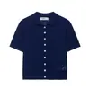 BZL Ropa Femenina Transfronteriza Estilo Francés Nuevo Ganchillo Hueco de un Solo Botón Delgado Moda Camisa de Punto de Manga Corta 3646100