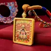 Pulseira de Latão com Design de Thangka, Colar Portátil Estilo Xizang Cinco Senhores para Homens e Mulheres, Pingente de Joia Pintado