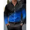 Camisa masculina digital 3D de manga longa transfronteiriça, camisa masculina de manga longa estampada de luxo business casual