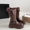 Novedad otoño e invierno 2026 botas largas para mujeres menudas con piernas gruesas, botas de caña alta de suela gruesa negras, botas largas para mujer