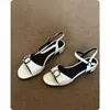 Primeiro Encontro com as Sandálias de Estilo Francês para Mulheres, Sapatos de Salto Alto da Moda para o Verão, Saltos Grosso para Combinar com Saias, Sandálias Romanas de Uma Tira