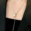 Collar de perlas ajustable con tirador, diseño de nicho ligero y lujoso, cadena de clavícula popular 2023, cadena de cuello de celebridades cibernéticas para mujeres