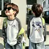 Camiseta de Manga Larga con Retazos para Niños Niños Otoño/Invierno De Rong Capa Base Cepillada 2026 Nuevo Top para Niños