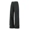 Pantalones Casuales Rectos Estilo Retro Americano Sidalite para Hombre Sueltos Pierna Ancha Largos Estilo Pareja Color Sólido Deportivos de Pierna Ancha